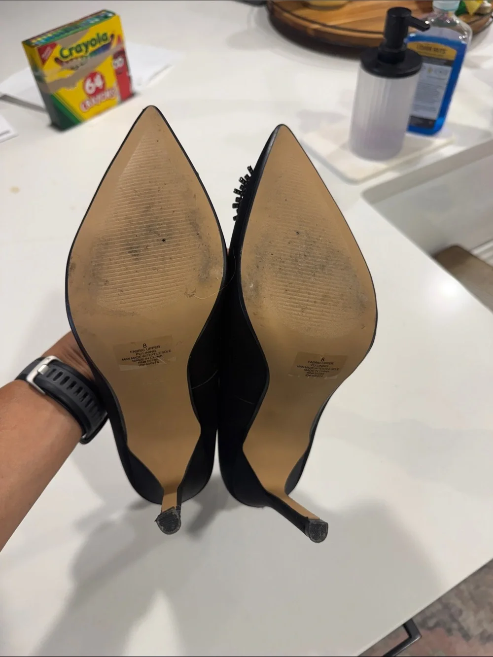Express Black Pointed Toe Crystal-Embellished Pumps